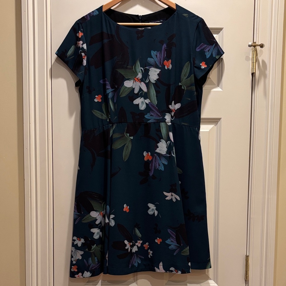 French Connection Dark Teal Floral Mini Dress